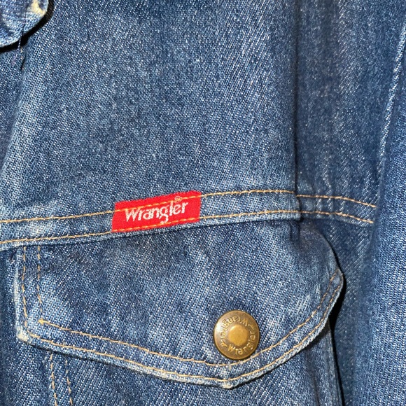 Wrangler Jean Jacket Custom Eagle Embroidery Authentic Jeans - Picture 4 of 12